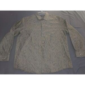 Tasso Elba Men's XXL Dress Shirt Black Paisley Button Down Long Sleeve 18-18.5
